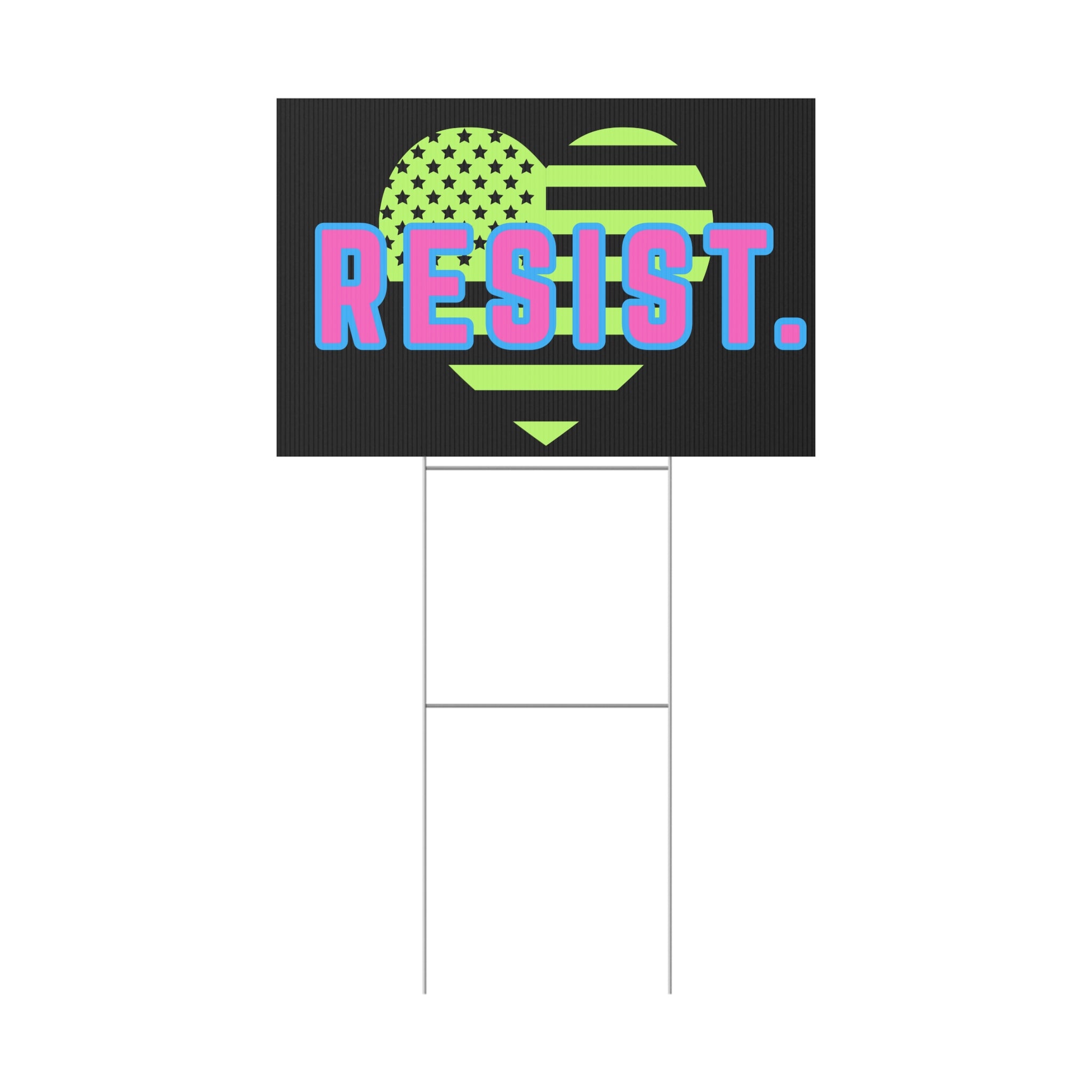 Resist Plastic Yard Sign — Patriotic Heart Protest Lawn Sign, Anti Trump Retro Design Protest Sign