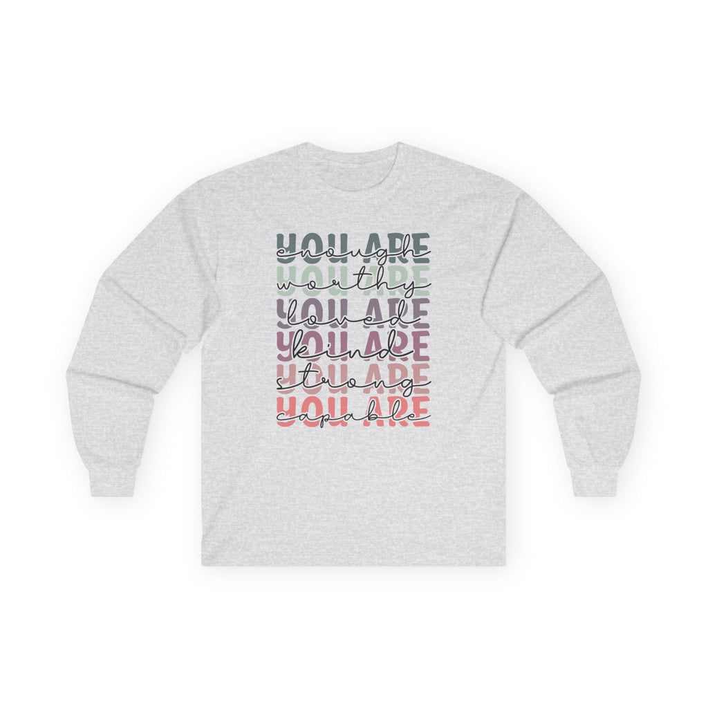 Positive Vibes Unisex Long Sleeve Tee, Mental Health Shirt, Trending Christmas Gift, Inspirational Clothing, Holiday Apparel