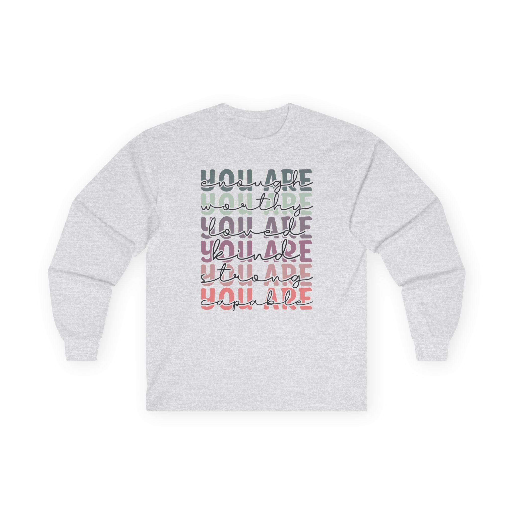 Positive Vibes Unisex Long Sleeve Tee, Mental Health Shirt, Trending Christmas Gift, Inspirational Clothing, Holiday Apparel