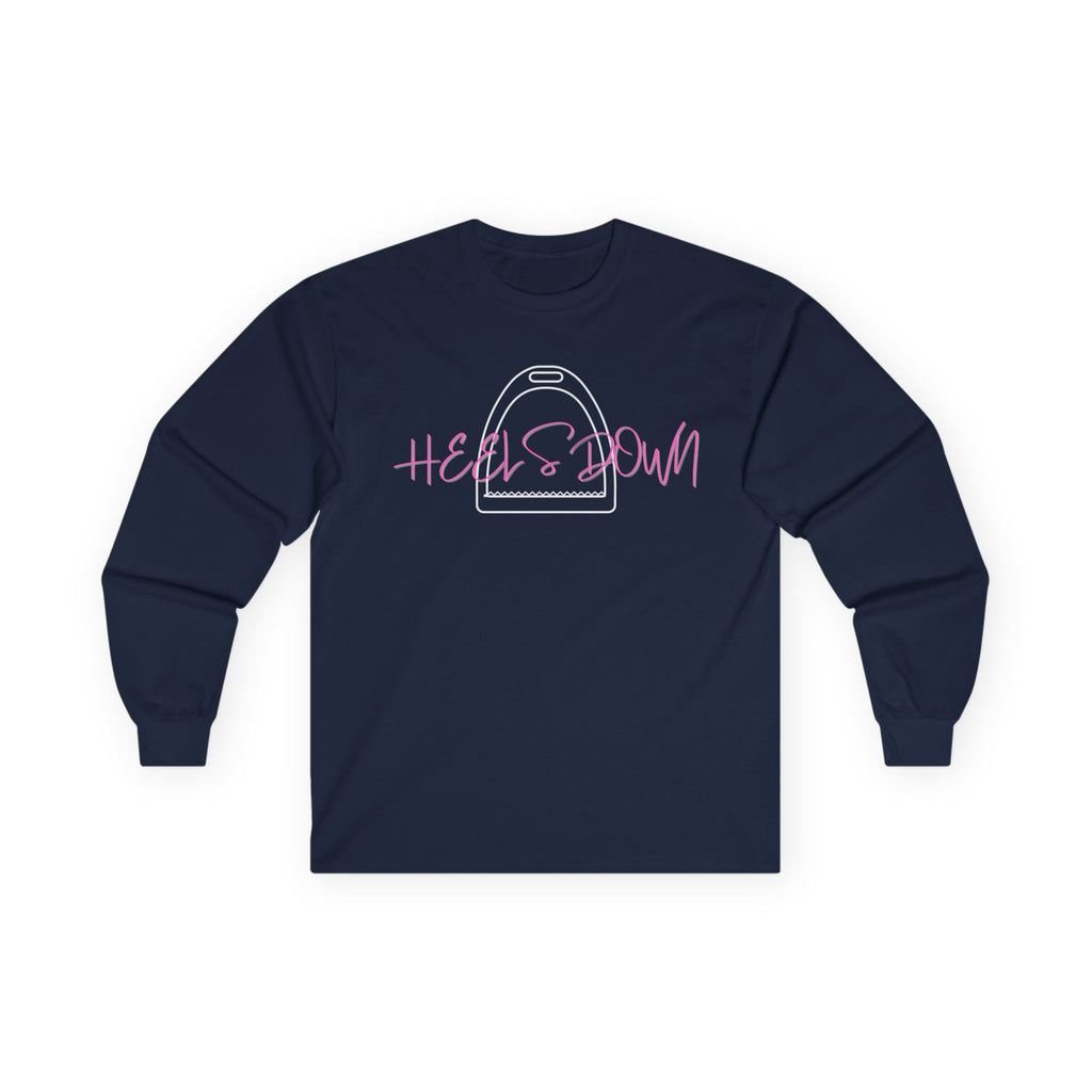 Heels Down Equestrian Long Sleeve Tee - Hunter Jumper Dressage Gift for Horse Lover