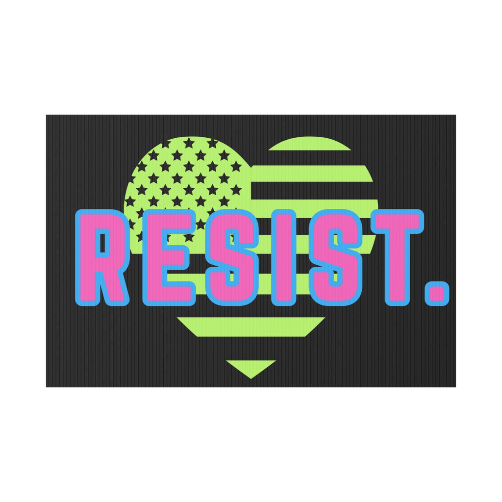 Resist Plastic Yard Sign — Patriotic Heart Protest Lawn Sign, Anti Trump Retro Design Protest Sign