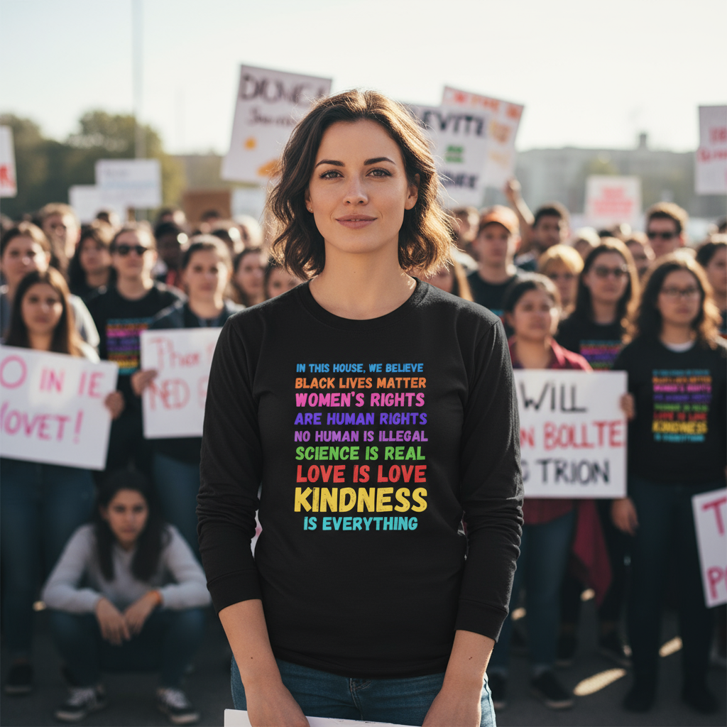 Anti Trump FDT Long Sleeve Tee, Equality Kindness Democrat Shirt, Unisex Political Activist Top, Unity Graphic Tee, Social Justice Apparel