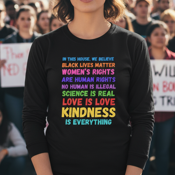 Anti Trump FDT Long Sleeve Tee, Equality Kindness Democrat Shirt, Unisex Political Activist Top, Unity Graphic Tee, Social Justice Apparel