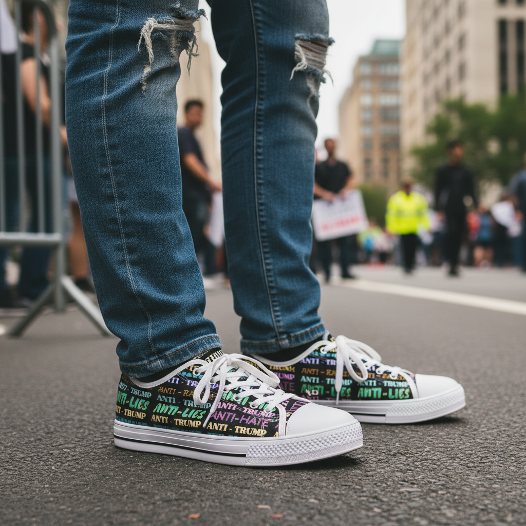 Rainbow Equality Women's Low Top Sneakers - Anti Trump Political Activists Human Rights Inclusion, LGBT Pride Shoes, Feminist Sneaker Gift,