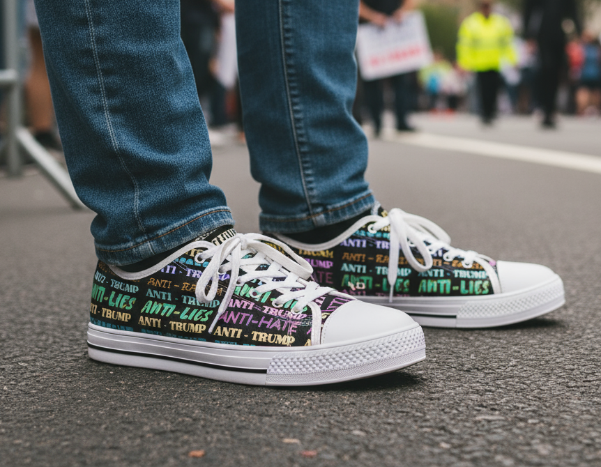 Rainbow Equality Women's Low Top Sneakers - Anti Trump Political Activists Human Rights Inclusion, LGBT Pride Shoes, Feminist Sneaker Gift,