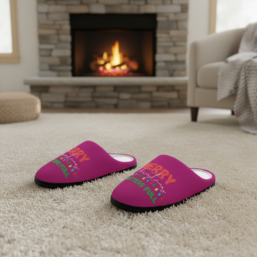 Slippers, Funny Christmas Vacation Movie Quotes 'shitters full', Women's Winter Home Footwear, Indoor House Shoes, Holiday Gift for Her,