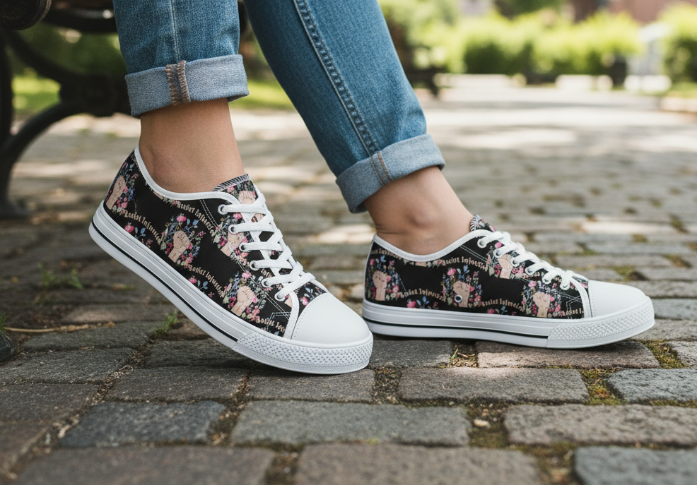 Feminist Statement Low Top Sneakers for Empowered Women, Unique Casual Shoes, Stylish Everyday Wear, Perfect Gift for Activists, [...]