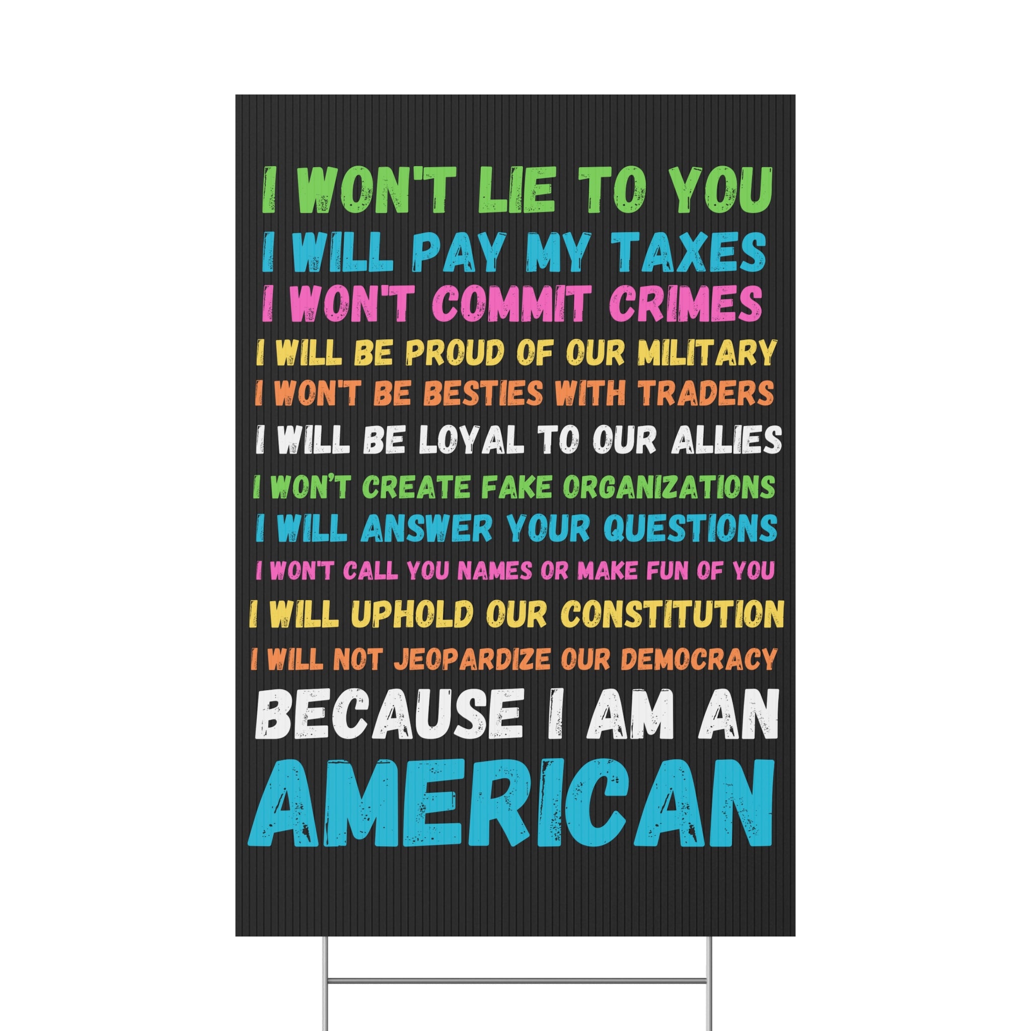 Yard Sign - Anti Trump Human Rights Activists Defend Democracy No Kings Protest, Resistance Movement