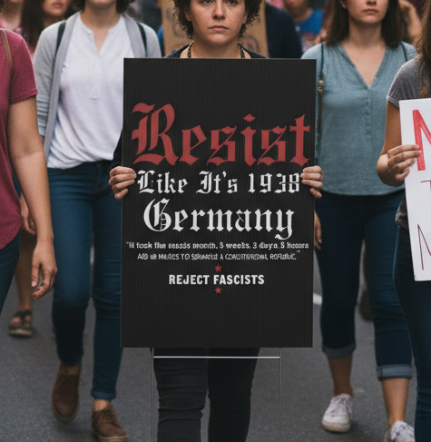 Political Protest Plastic Yard Sign, Anti Trump Resistance Decor, Resist Like 1938 Germany Placard, Activist Demonstration Poster, Election