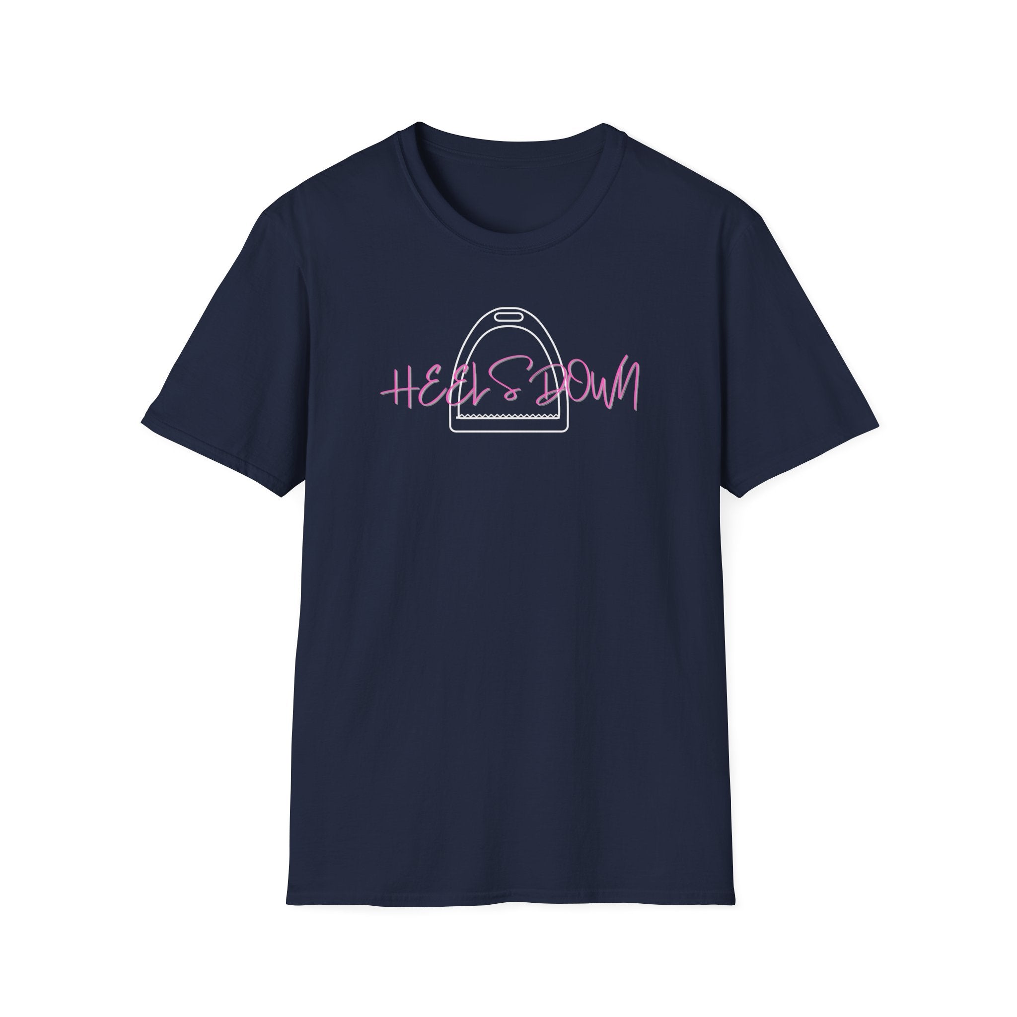 Heels Down T‑Shirt — Retro Equestrian Graphic Tee Gift for Horse Lover