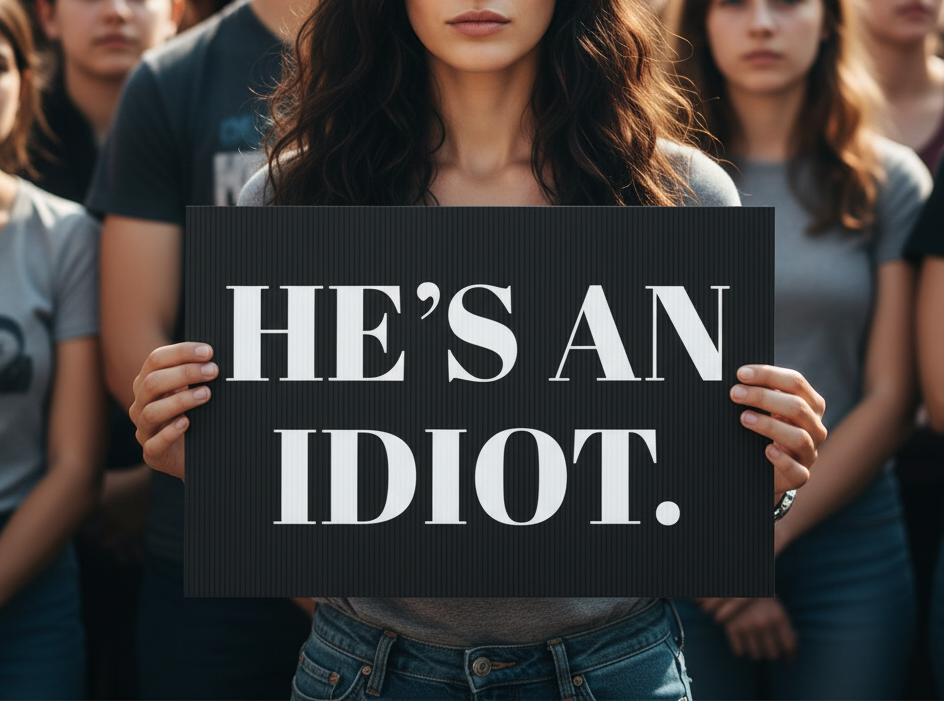 Anti-Trump "He's an Idiot" Political Humor Yard Sign - Protest Sign