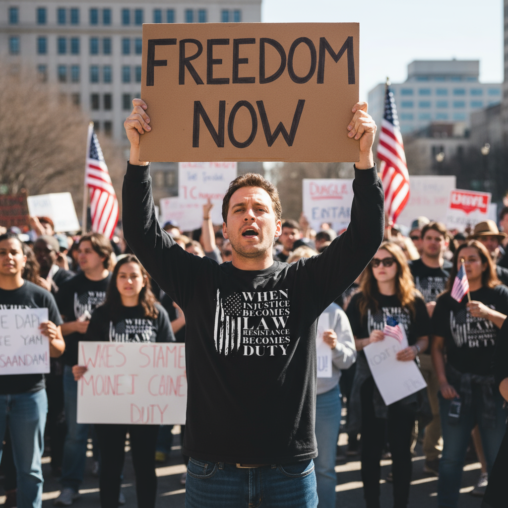 Anti Trump No Kings Activist Long Sleeve Tee, Feminist Protest Shirt, Social Justice Top, Political Statement Apparel, Protester Graphic Tee