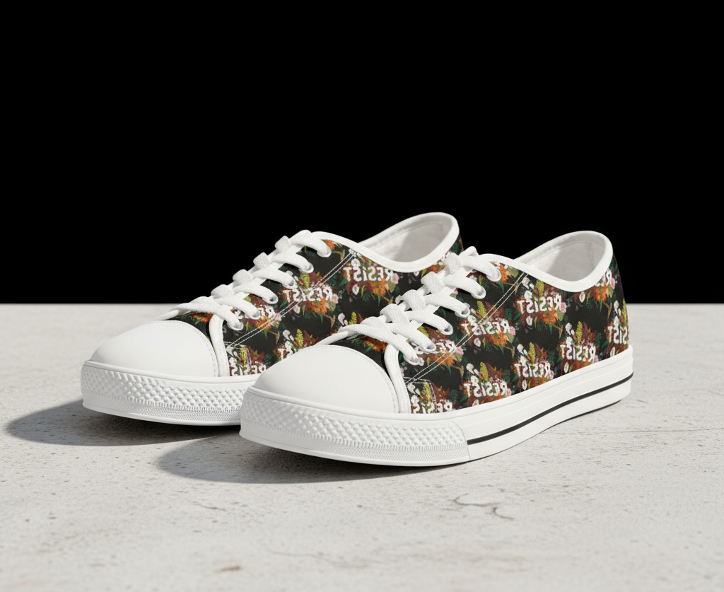 Resist Anti Trump Shoes, FDT Floral Sneakers