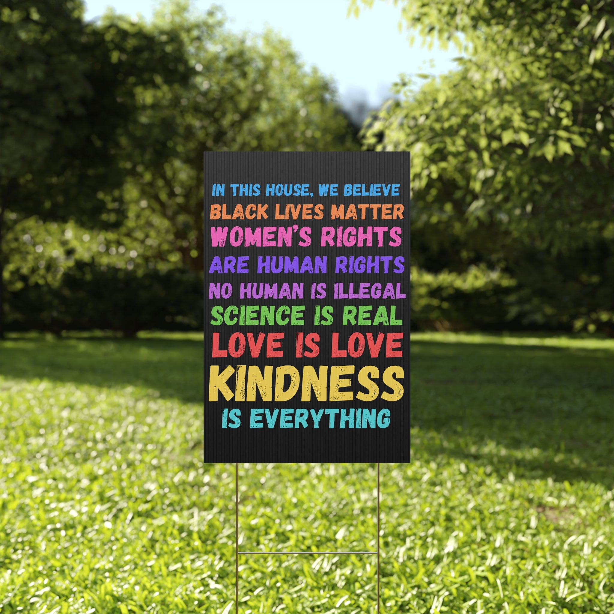 Rainbow Colored Equality Plastic Yard Sign - LGBTQ Rights Activist Yard Decor, Social Justice Outdoor Sign, LGBTQ Pride Protest Poster,