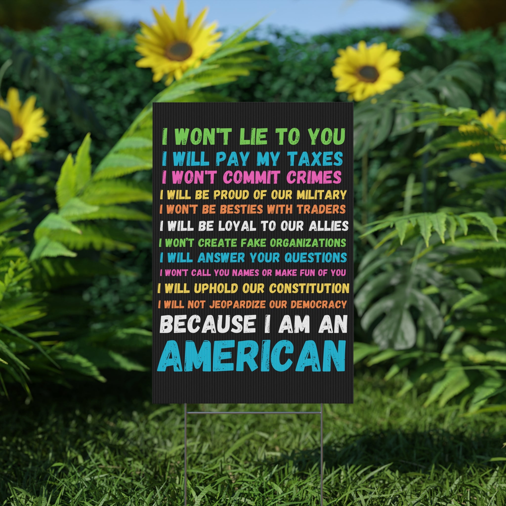 Yard Sign - Anti Trump Human Rights Activists Defend Democracy No Kings Protest, Resistance Movement