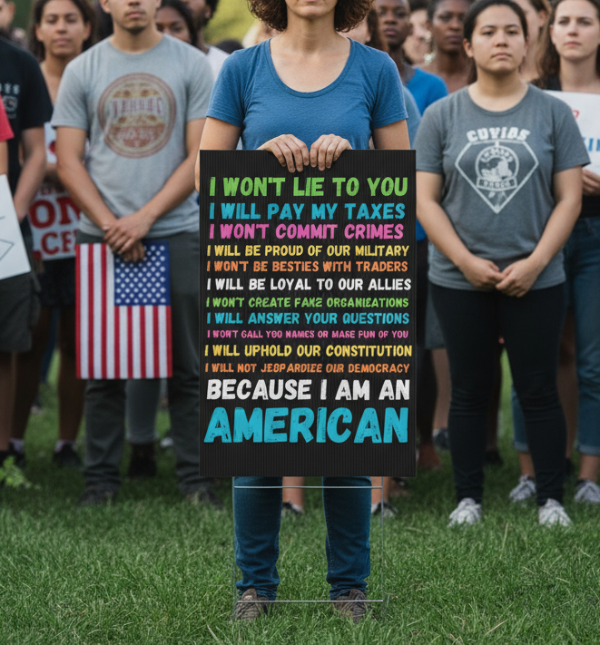 Yard Sign - Anti Trump Human Rights Activists Defend Democracy No Kings Protest, Resistance Movement