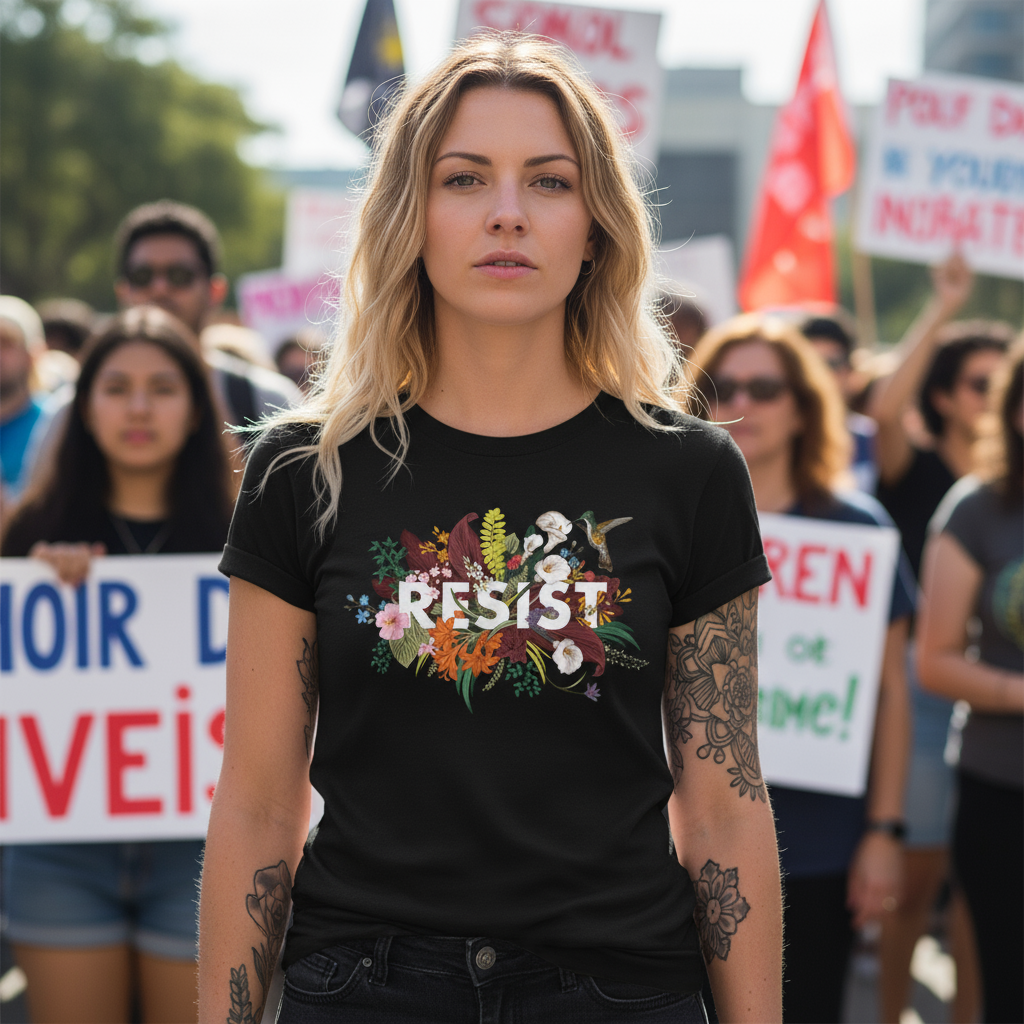 Anti Trump Resist Floral T-Shirt, Political Rights Activist Tee, No Kings Protest Shirt, Social Justice Clothing, Feminist Apparel