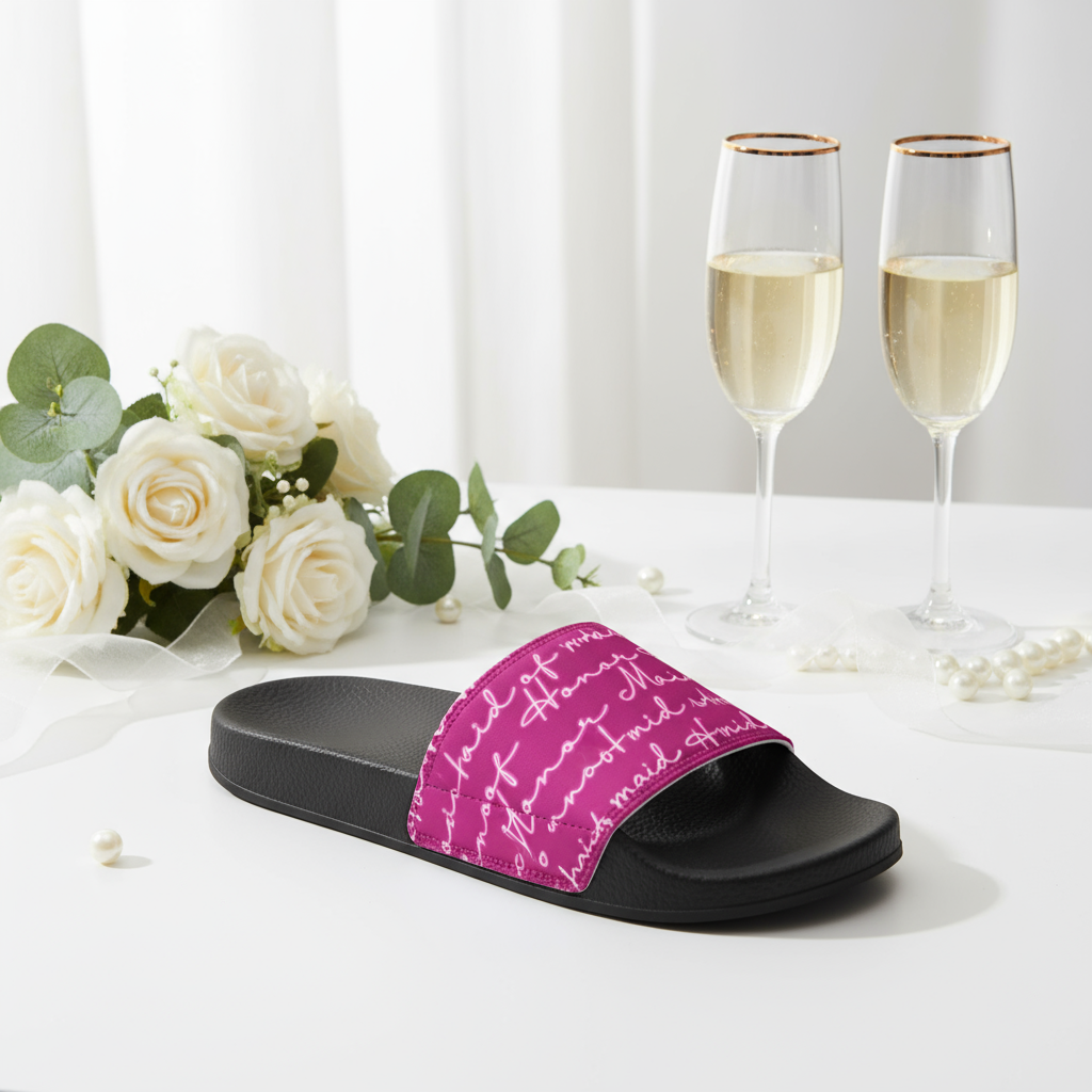 Sandals, Maid of Honor Slippers, Bridesmaid Gift, Wedding Shoes, Getting Ready Sandals, Bridal Party Footwear Matching Gifts, Wedding Party Gifts, Pink Slipper Sandals Bridesmaids Gifts