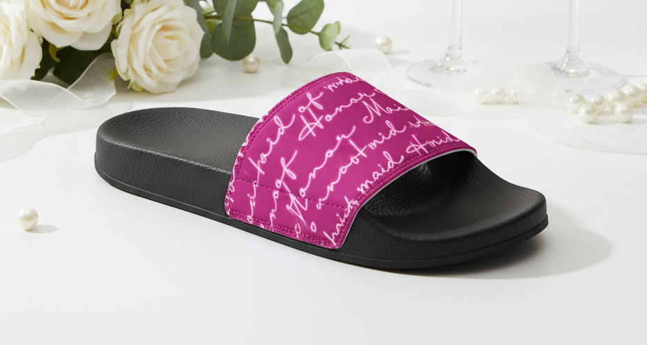 Sandals, Maid of Honor Slippers, Bridesmaid Gift, Wedding Shoes, Getting Ready Sandals, Bridal Party Footwear Matching Gifts, Wedding Party Gifts, Pink Slipper Sandals Bridesmaids Gifts