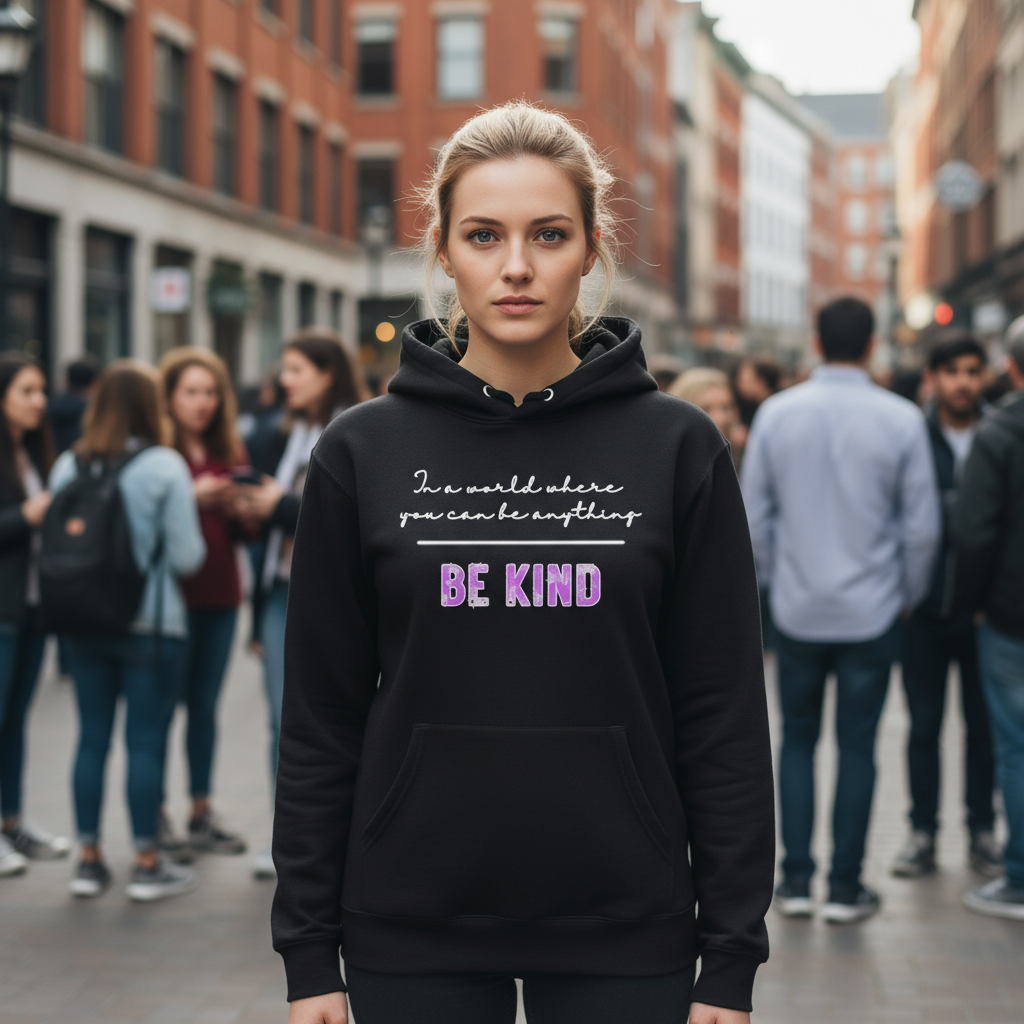 Vintage Be Kind Hoodie, Positive Vibes Sweatshirt, Inspirational Hooded Jumper, Retro Style Gift, Cozy Pullover, Comfortable Sweater, Gender