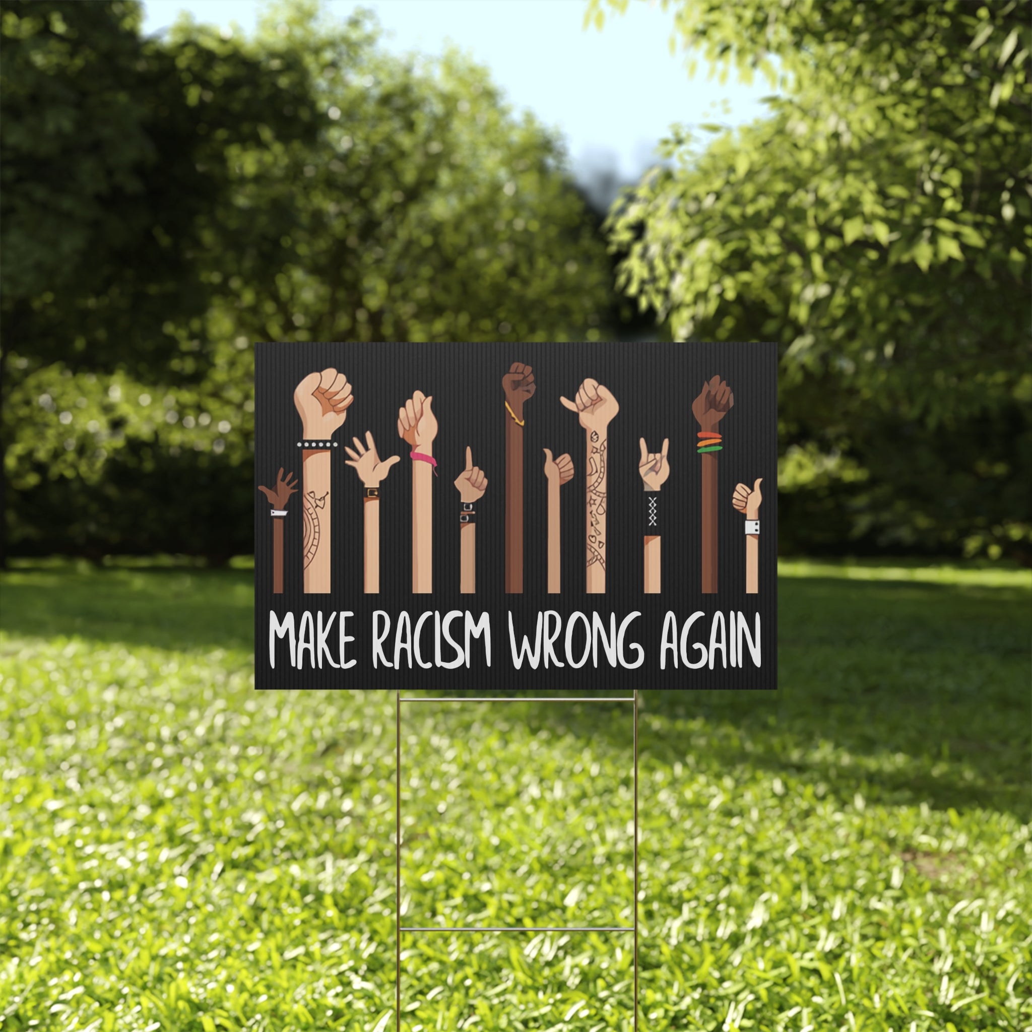 Resistance Make Racism Wrong Again Yard Sign, Garden Decor, Racial Justice Sign, Protest Sign, Black Lives Matter Sign, Outdoor Display