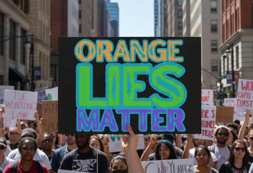 Political Rights Activists Yard Sign, Protest Against Orange Lies, Anti Trump Protest Poster, Social Justice Movement Decor, Activism