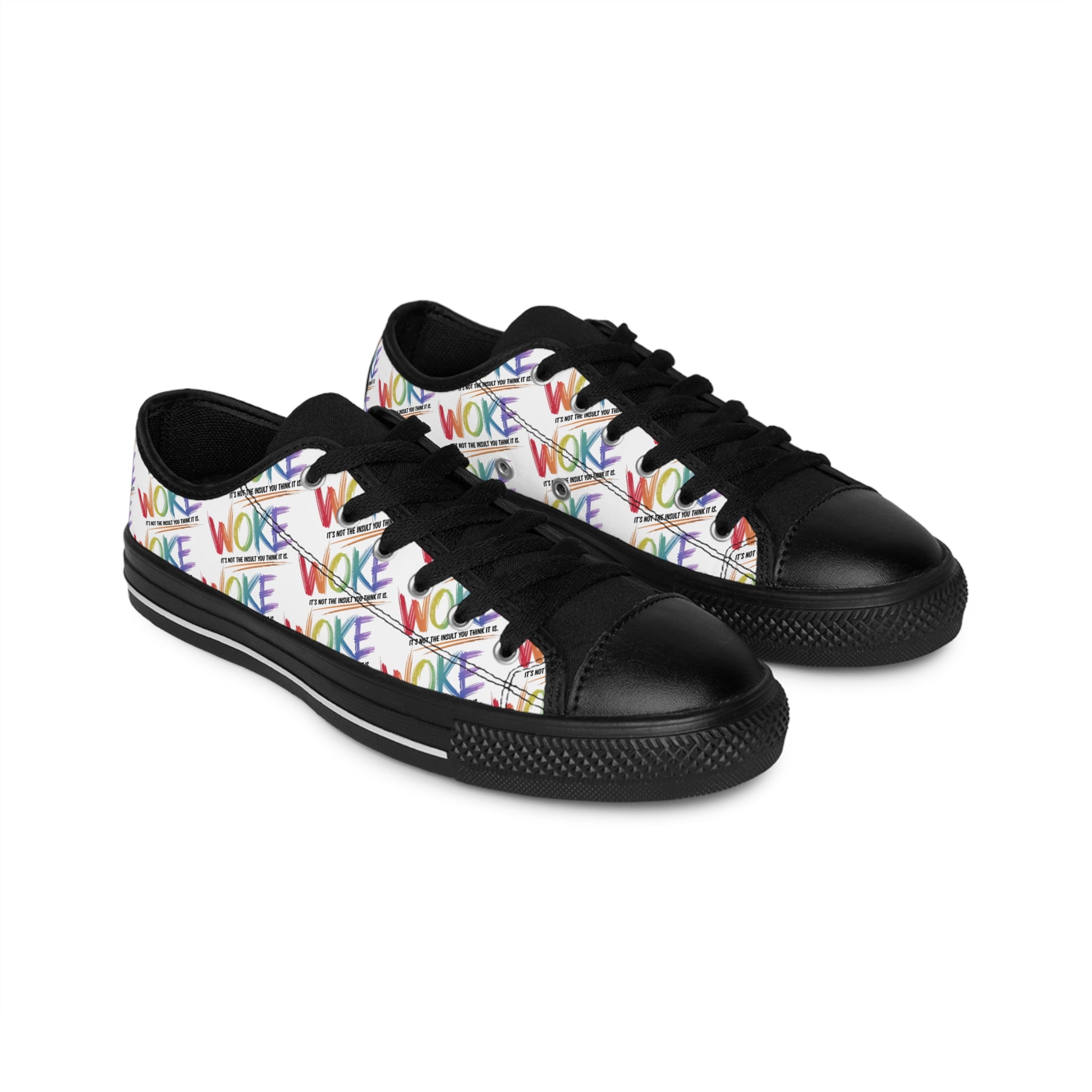 Anti Trump Colorful WOKE Women's Sneakers | Trendy Casual Footwear, Artistic Sneakers, Unique Gift for Her, Everyday Style, Statement Shoes