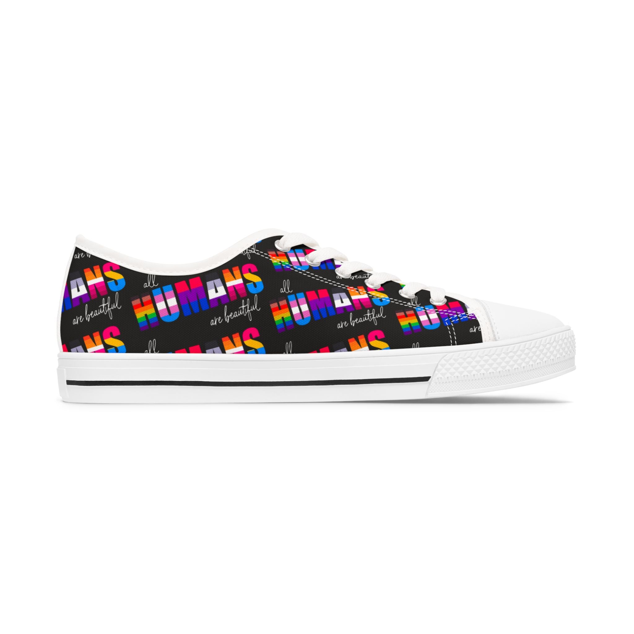 Equality Not Division Women's Low Top Sneakers, Inclusion Activist Shoes, Human Rights LGBTQ+ Sneakers, Equality Advocate Sneaks, Social