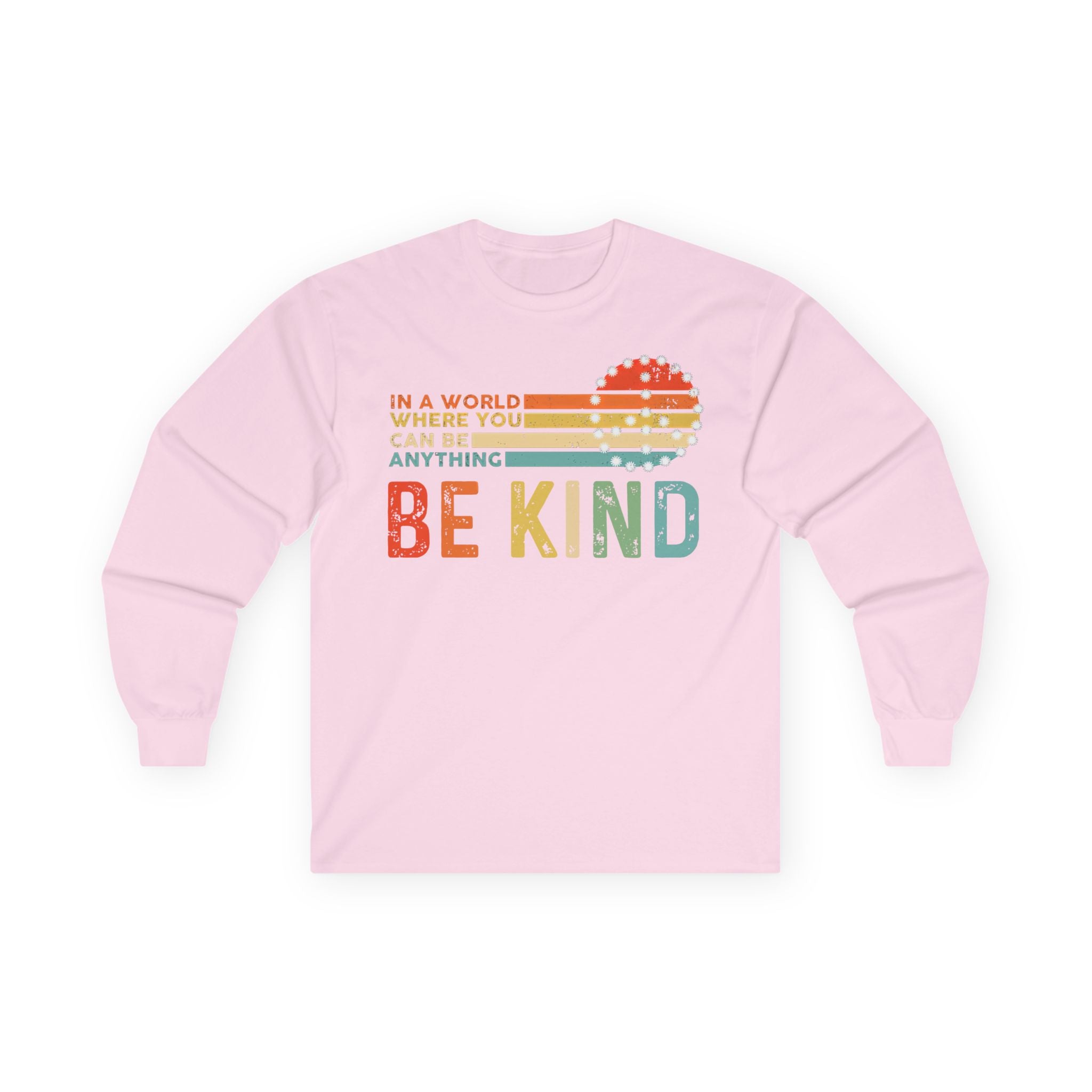 Be Kind Retro Vintage Style Sunset Long Sleeve Tee, Motivational Powerful Message Gift For Her