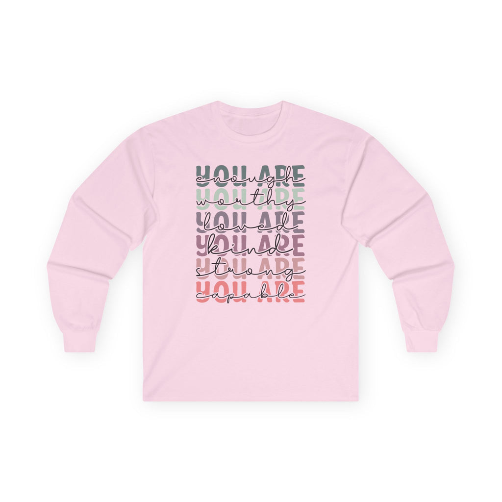 Positive Vibes Unisex Long Sleeve Tee, Mental Health Shirt, Trending Christmas Gift, Inspirational Clothing, Holiday Apparel