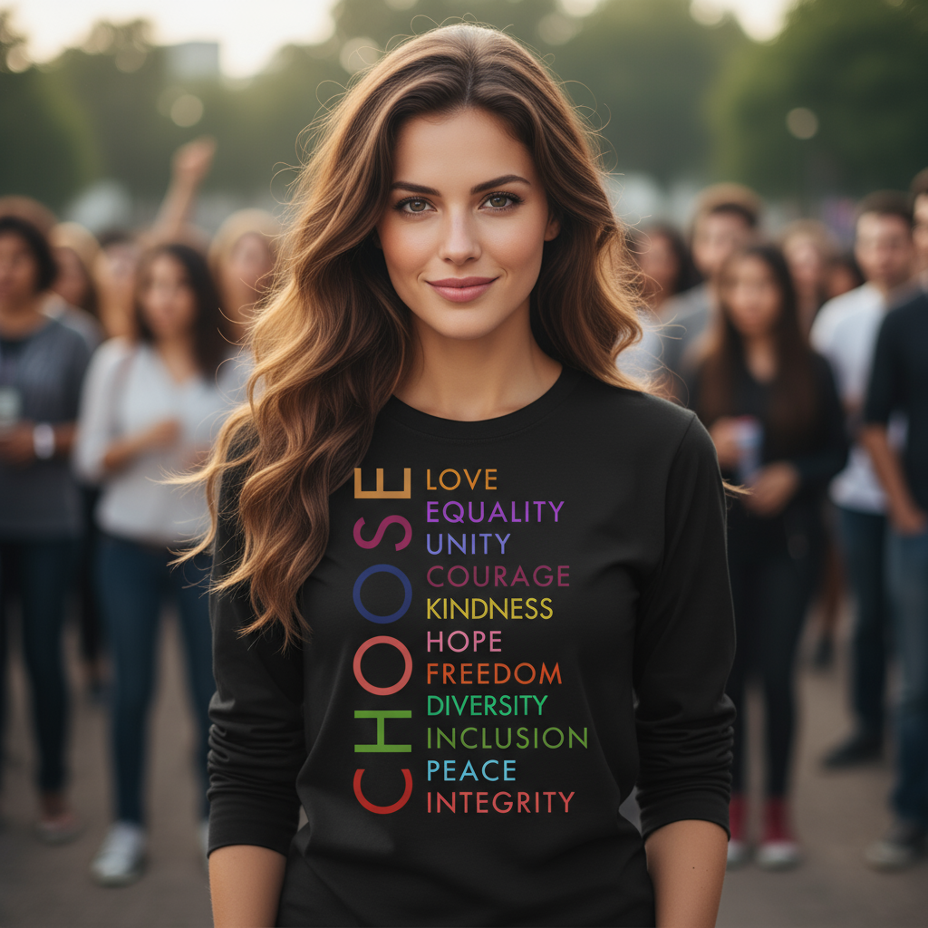 Choose — Inspirational Words Long Sleeve Tee (Love • Equality • Unity), Human Rights Activists Protest Shirt