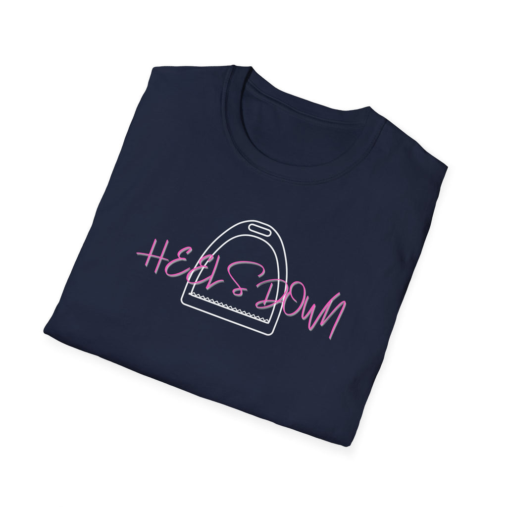 Heels Down T‑Shirt — Retro Equestrian Graphic Tee Gift for Horse Lover