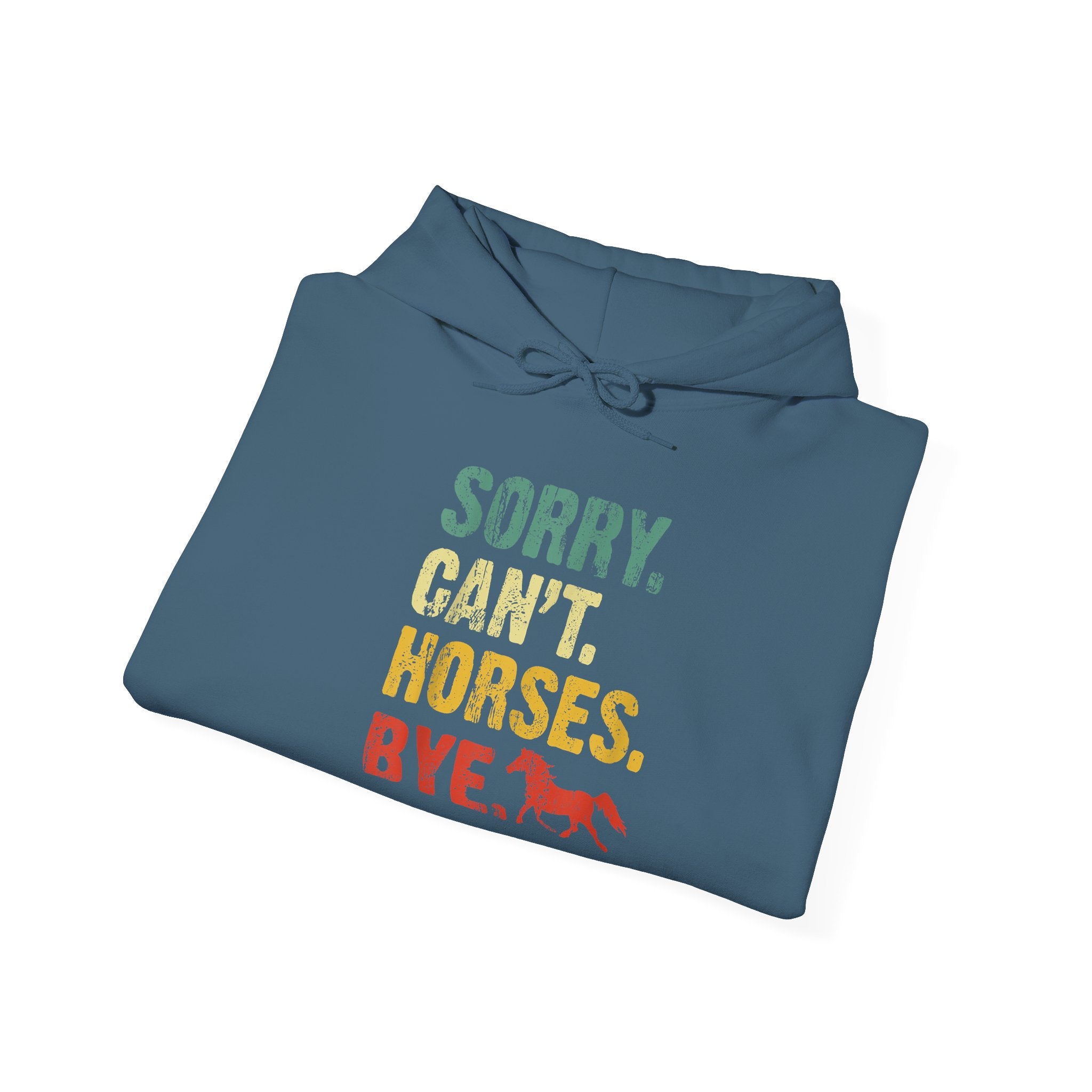Hoodie — "Sorry. Can’t. Horses. Bye." Retro Vintage Equestrian Sweatshirt Gift for Horse Lovers