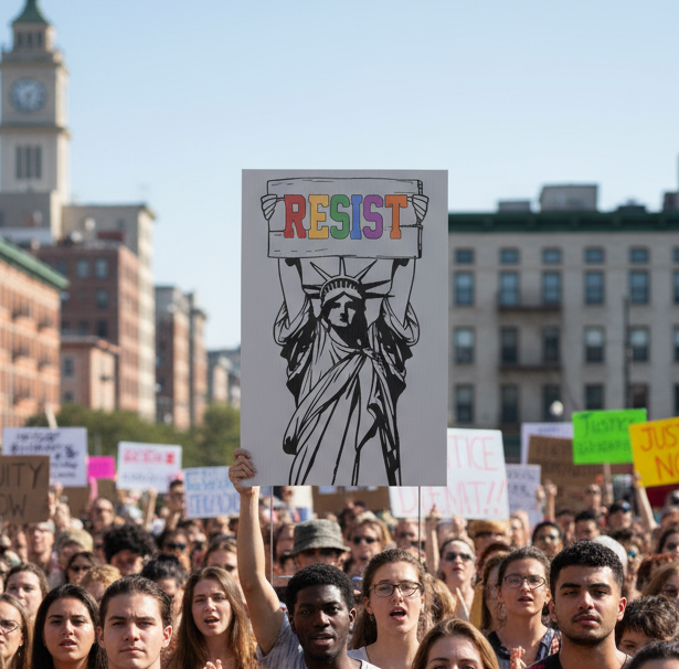 Yard Sign - Resist Anti Trump Political Rights Activists, Protest Sign Save Democracy