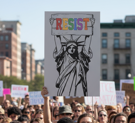 Yard Sign - Resist Anti Trump Political Rights Activists, Protest Sign Save Democracy