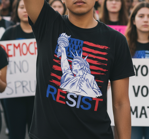 Activist T-Shirt Resist Anti Trump Human Rights Protest Save Democracy, Liberal Democrat Fashion Gifts, No Kings Apparel