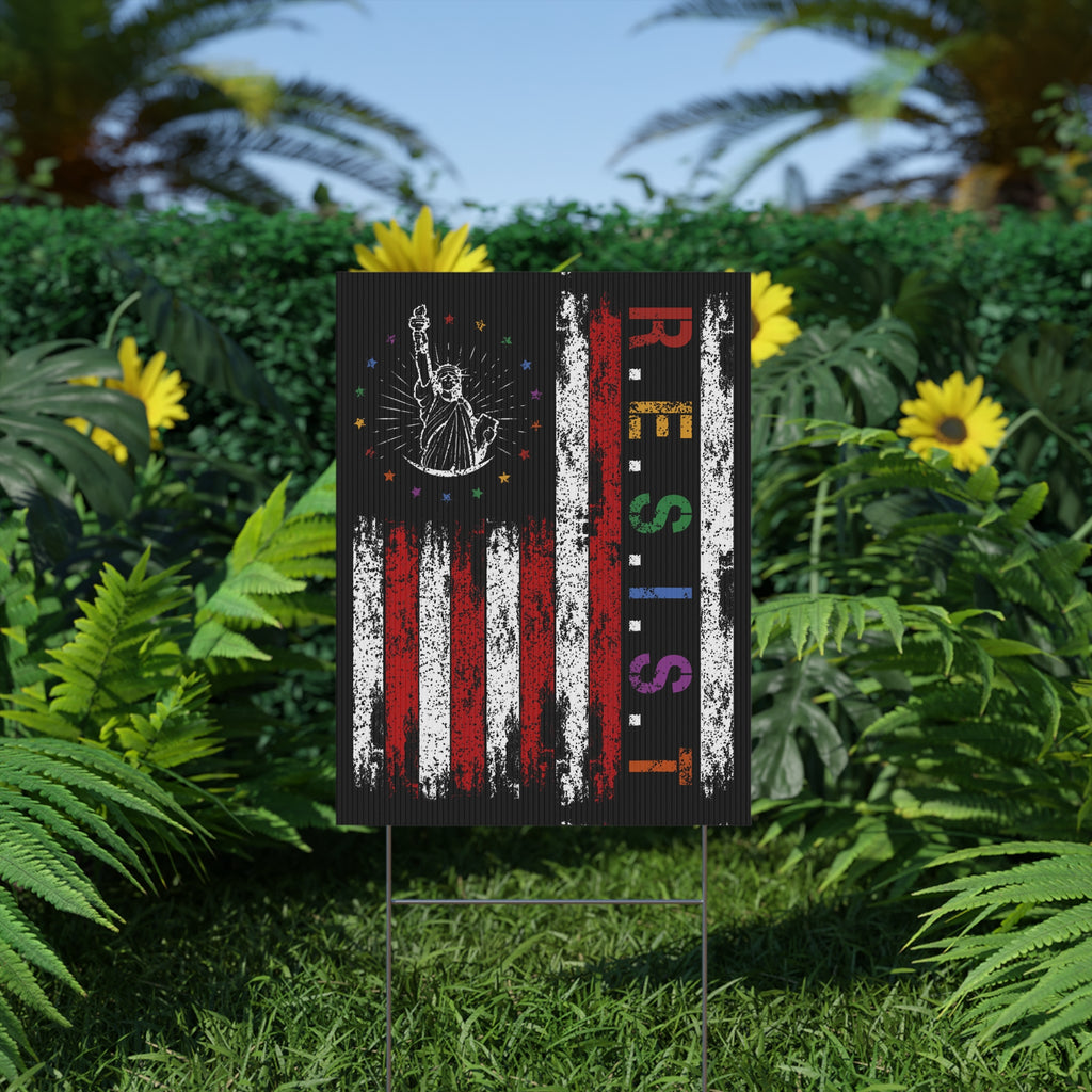 Inspirational Plastic Yard Sign, Patriotic Decor for Events, Resistance Theme, Yard Display for Activism, Garden Sign.