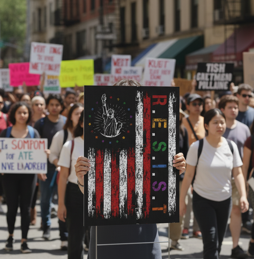 Inspirational Plastic Yard Sign, Patriotic Decor for Events, Resistance Theme, Yard Display for Activism, Garden Sign.