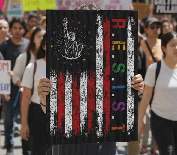 Inspirational Plastic Yard Sign, Patriotic Decor for Events, Resistance Theme, Yard Display for Activism, Garden Sign.