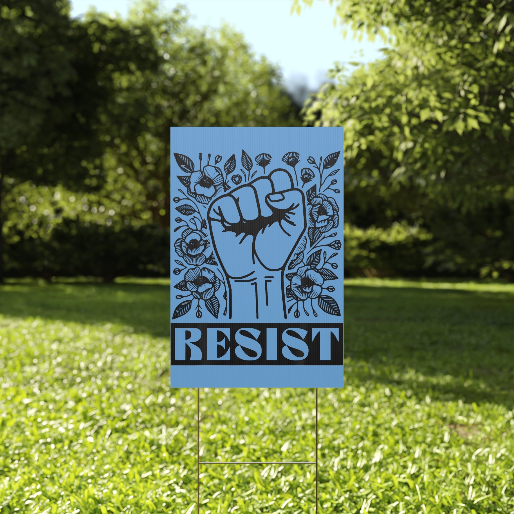 Political Rights Activists Plastic Yard Sign, Resist Anti Trump Freedom Save Democracy, Protest Protester Protesters Resistance