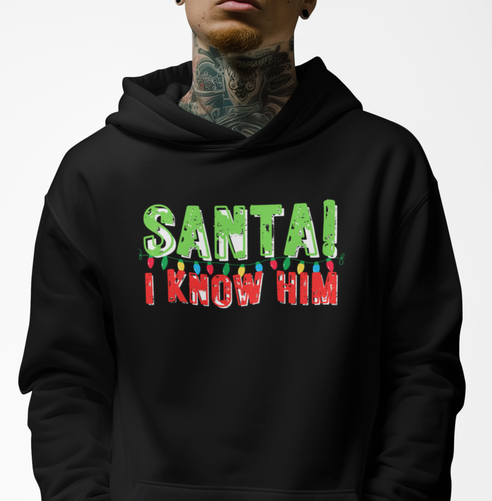 Funny Christmas Movie Elf Quotes Hoodie, Unisex Sweatshirt, Holiday Movie Fan Gift, Winter Apparel, Christmas Party Outfit Trending Gifts, Santa I Know Him