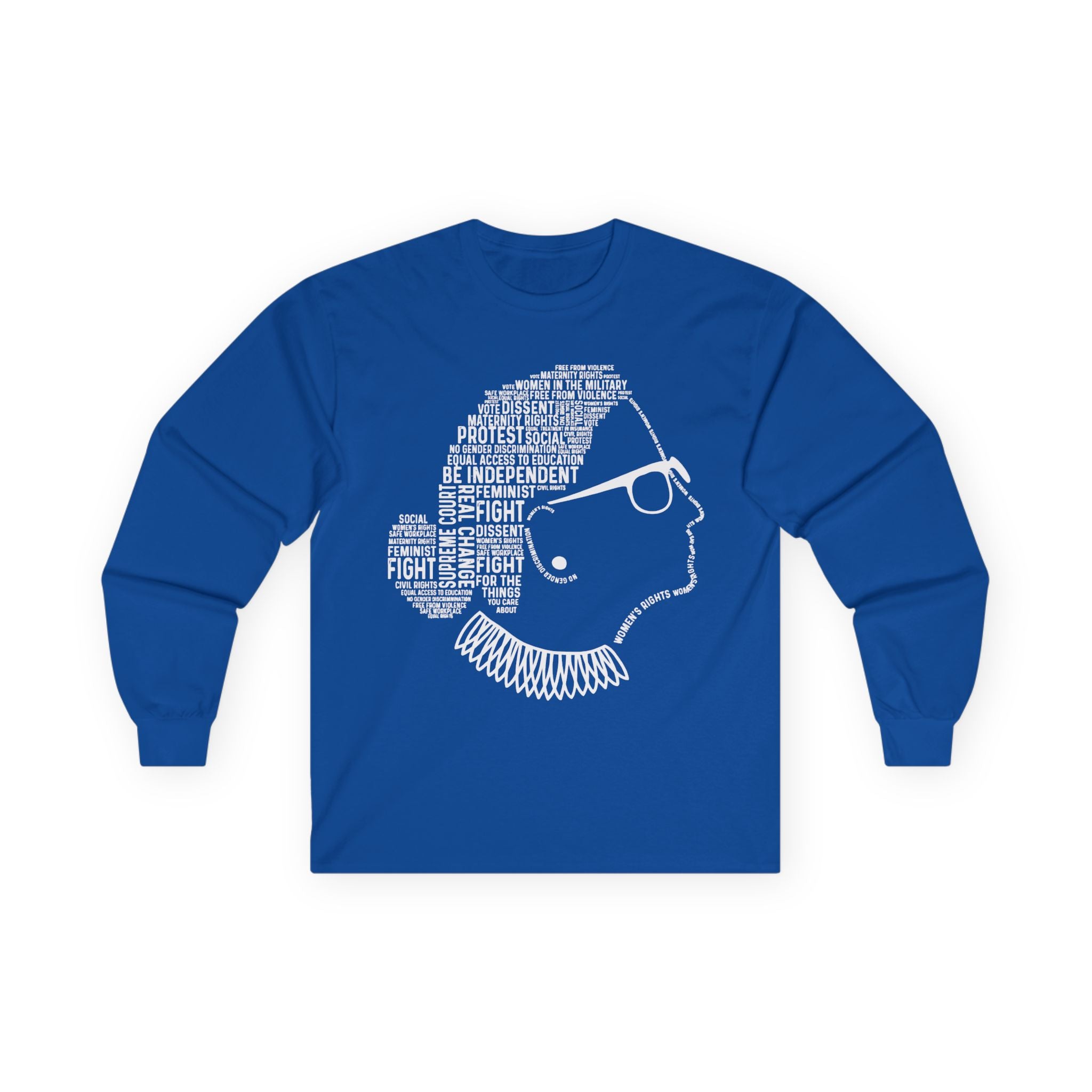 Ruth Bader Ginsburg Text Portrait Long Sleeve Tee, Human Rights Activists Protest Shirt, Powerful Message Bold Statement
