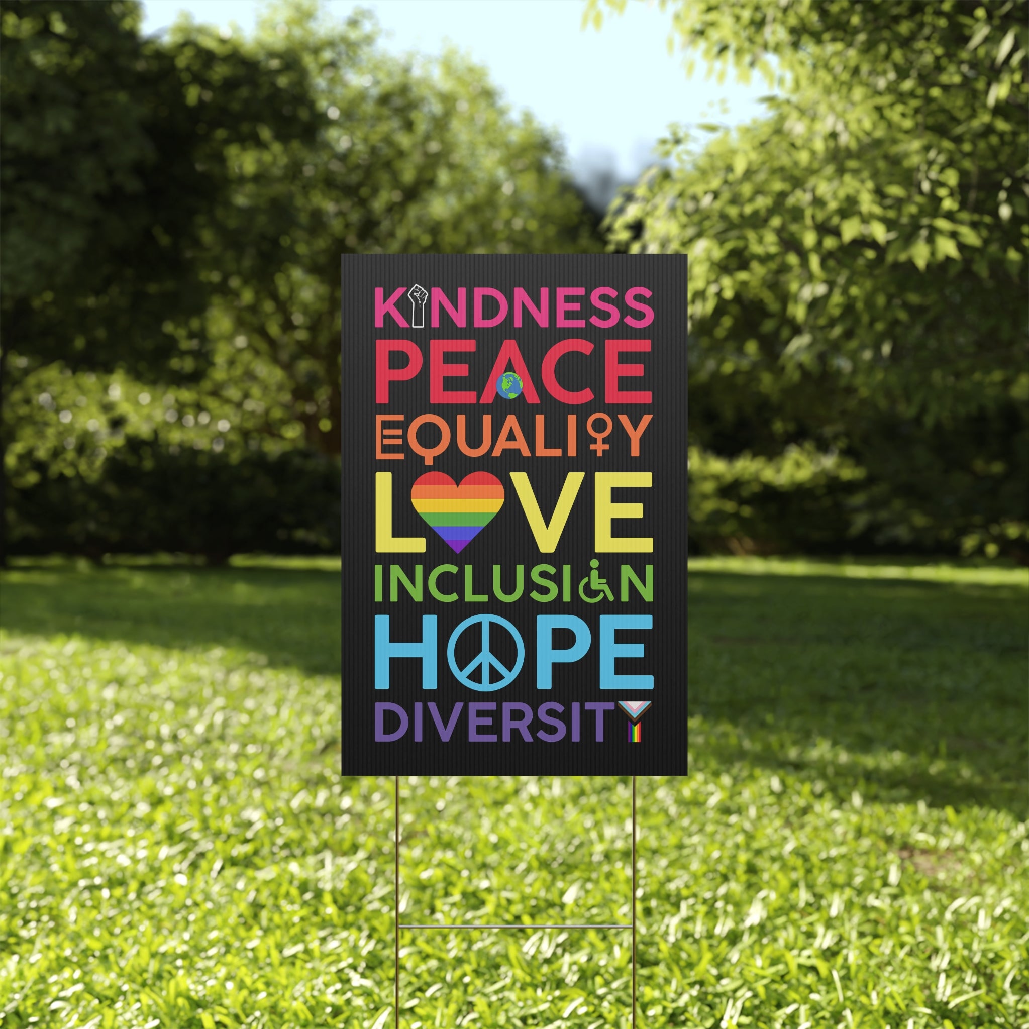 Yard Sign, Diversity Inclusion Equality Kindness, Lawn Decoration Garden Stake Placard, Outdoor Home Decor, Social Justice Activist Gift