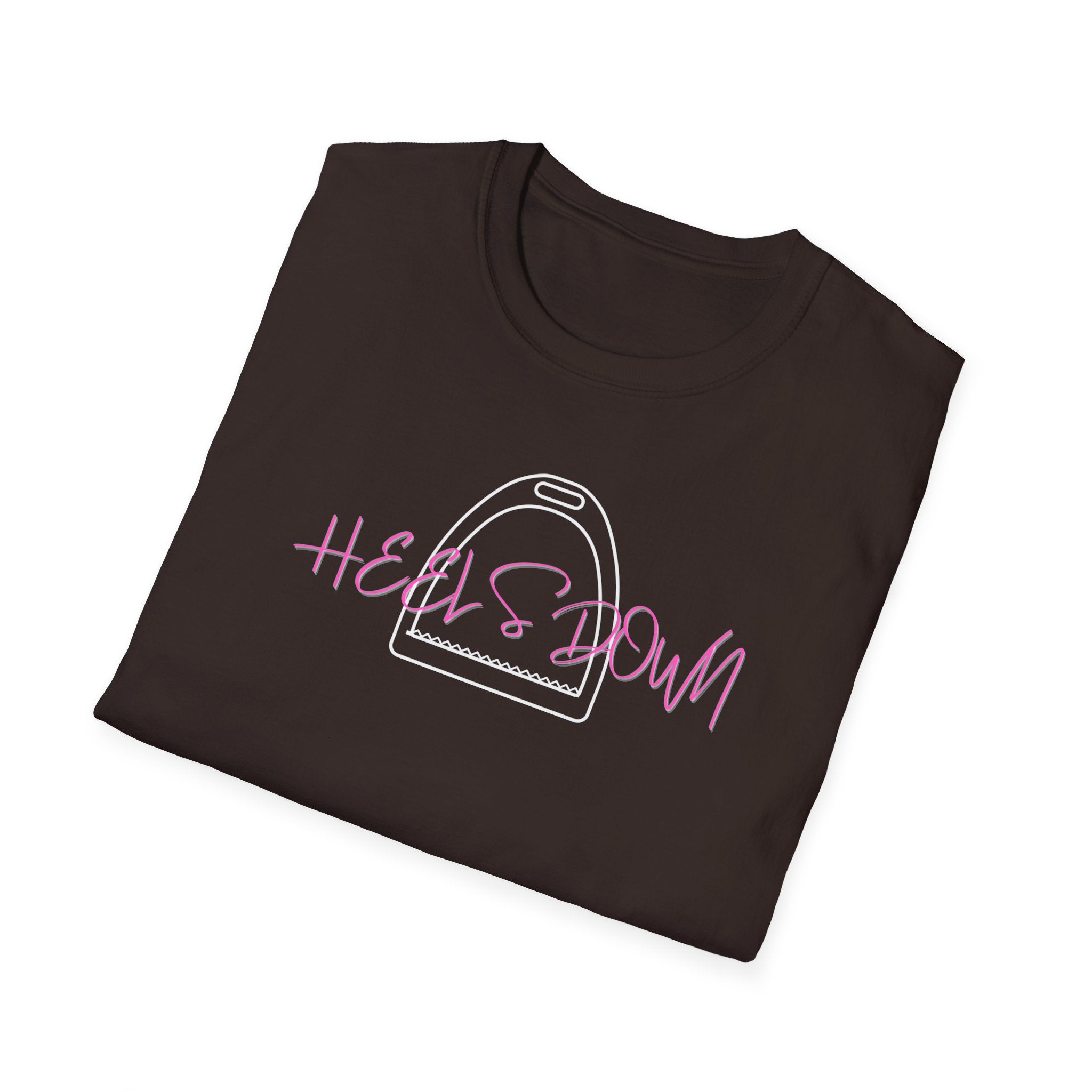 Heels Down T‑Shirt — Retro Equestrian Graphic Tee Gift for Horse Lover