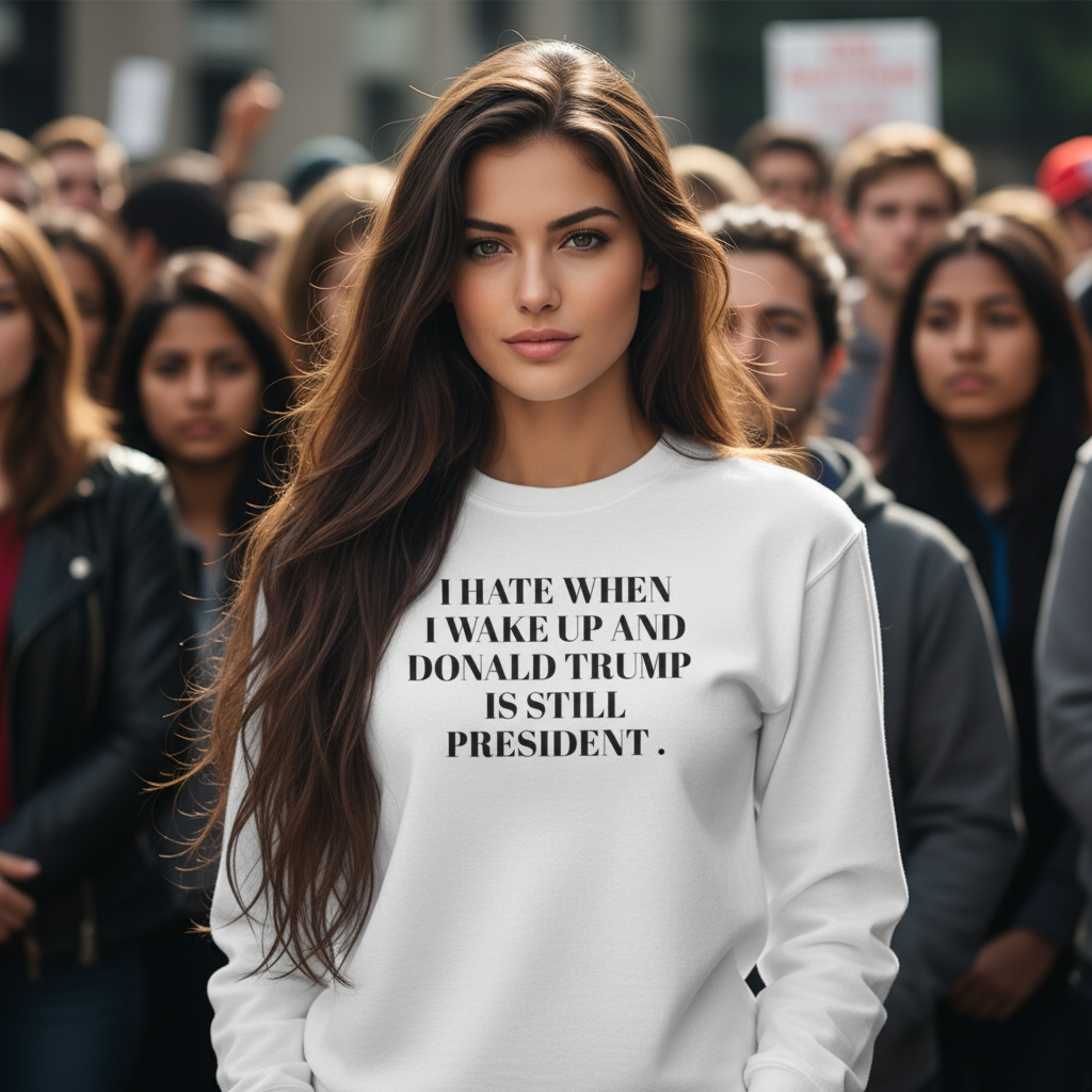 Political Long Sleeve Tee — “I Hate When I Wake Up and Donald Trump Is Still President.” Human Rights Activists Shirt