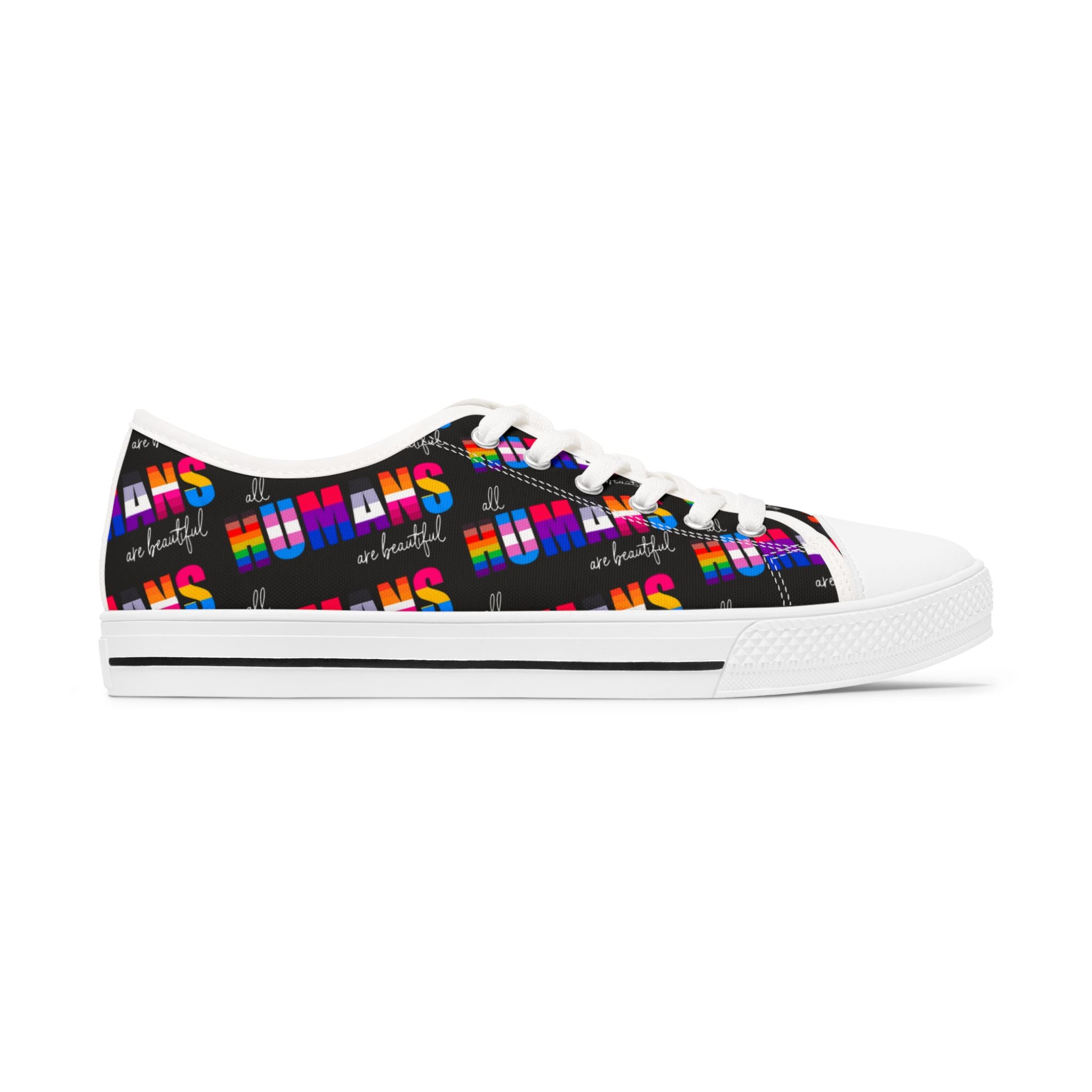 Equality Not Division Women's Low Top Sneakers, Inclusion Activist Shoes, Human Rights LGBTQ+ Sneakers, Equality Advocate Sneaks, Social