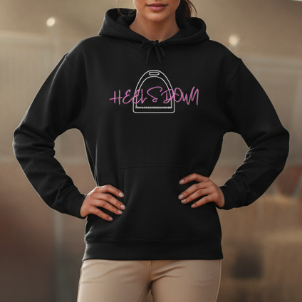 Equestrian Hoodie - Heels Down, Horse Lovers Gift, Trendy Design Hunter Jumper Dressage Cross Country Apparel