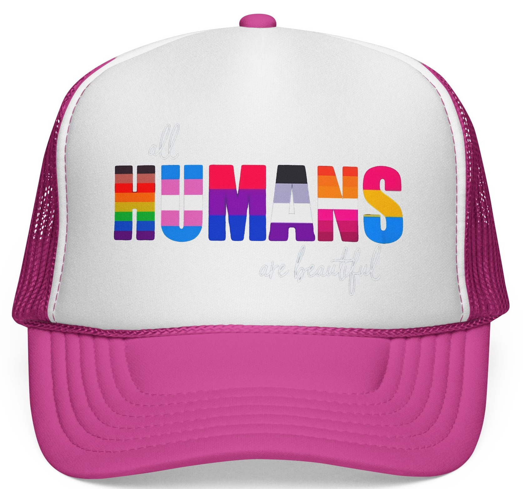 Trucker Hat Anti Trump - Equality Inclusion LGBTQ+ Humans are Beautiful Anti Trump, Pride Hat Pride Gift Pride Accessory Political Statement Hat,