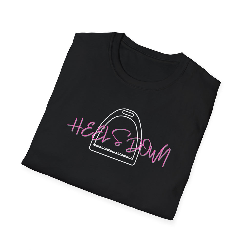Heels Down T‑Shirt — Retro Equestrian Graphic Tee Gift for Horse Lover