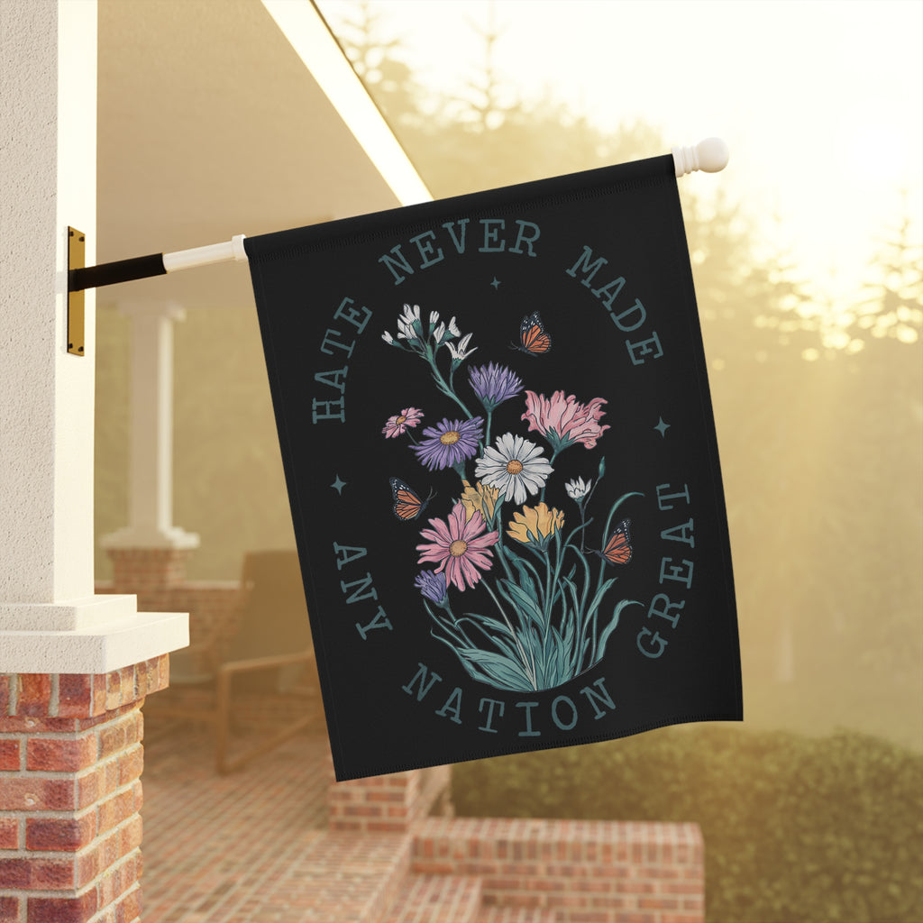 Flag, Political Protest Banner, Protest Sign, Garden Decor, House Decoration, Anti Trump Wildflower Design